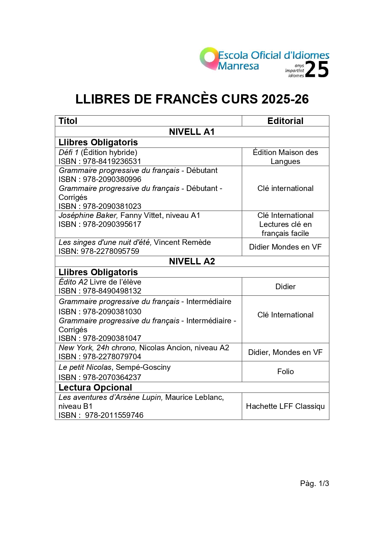 Llibres 2025-26